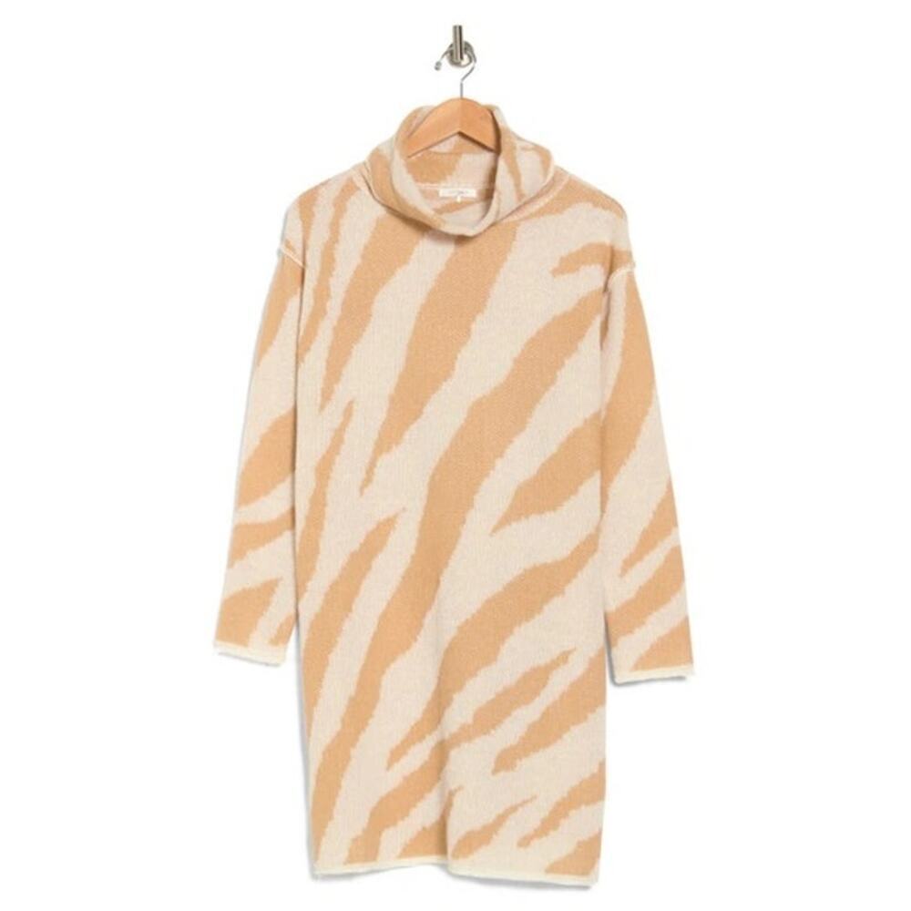Stitchdrop Sitka Dress Turtleneck Long Sleeve Sweater Ice Zebra Stripe NWT Small